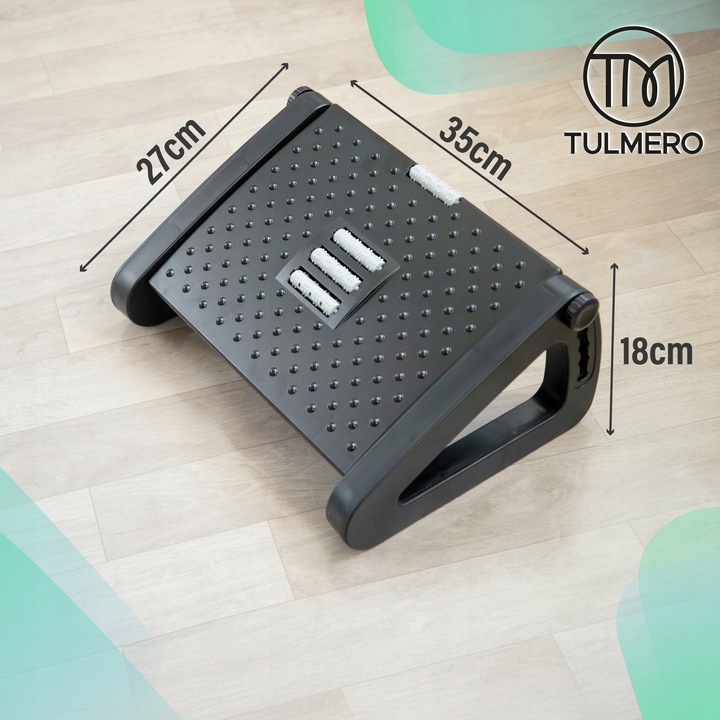 Podnóżek biurowy regulowany ergonomiczny, podstawka pod nogi z MASAŻEREM