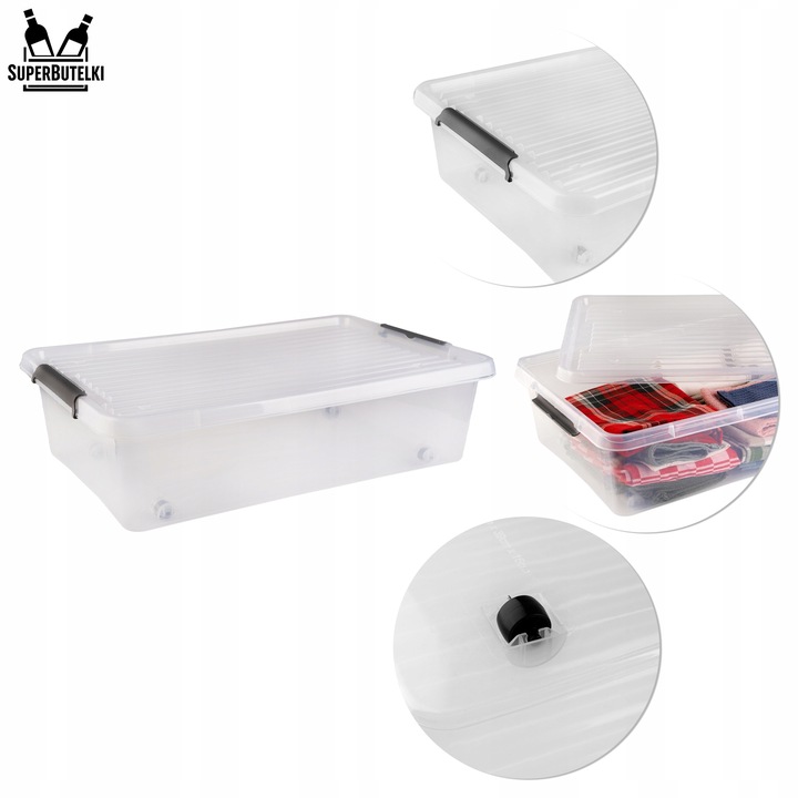 POJEMNIK PLASTIKOWY 25 L ORGANIZER Z POKRYWKĄ NA KÓŁKACH DO