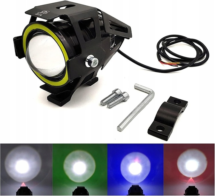 2x HALOGENY MOTOCYKLOWE LAMPY REFLEKTORY RING LED 3Ccc