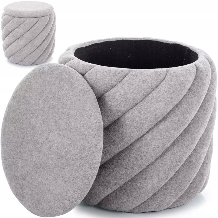 Pufa ze Schowkiem do Salonu Jasny Szary Puf Tapicerowany PELARO SIGNAL