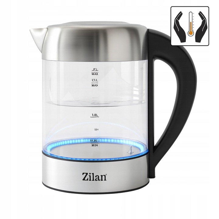 CZAJNIK ELEKTRYCZNY SZKLANY LED Z REGULACJĄ TEMPERATURY 2200W