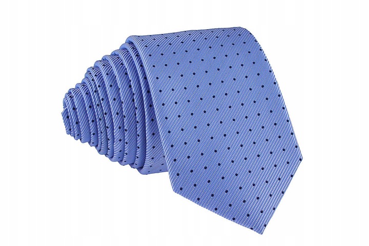 WĄSKI MĘSKI KRAWAT SLIM 6 cm BŁĘKITNY W KROPKI