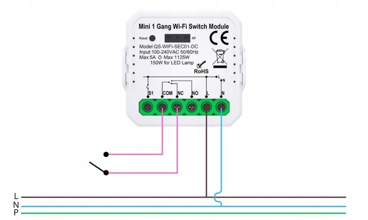 Przekaźnik WiFi Sterownik beznapięciowy TUYA Smart