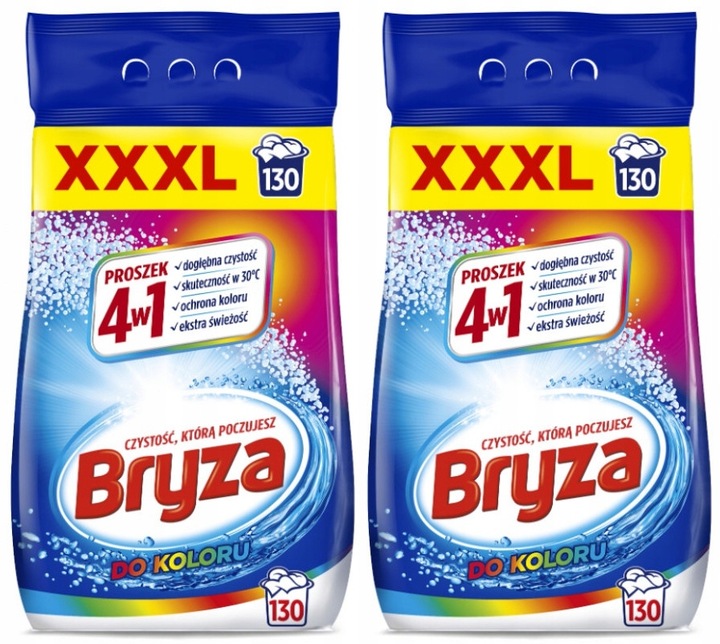 Zestaw Bryza 4w1 Proszek do prania koloru 2 x 8,45 kg 260 prań XXL