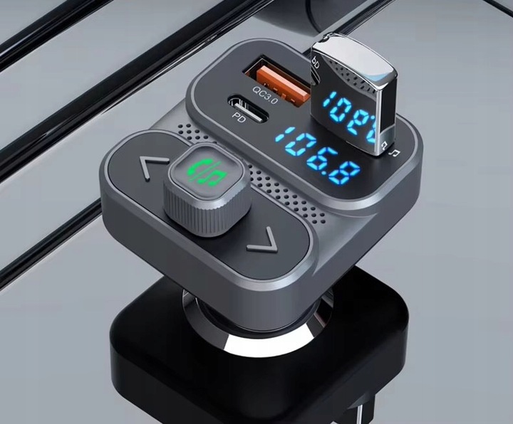 TRANSMITER FM BLUETOOTH 5.3 DRMZ SZYBKA ŁADOWARKA QC3.0 PD 36W USB