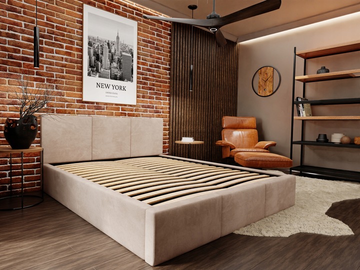 ŁÓŻKO TAPICEROWANE DO SYPIALNI 160x200 ŁÓŻKO PODWÓJNE Z POJEMNIKIEM