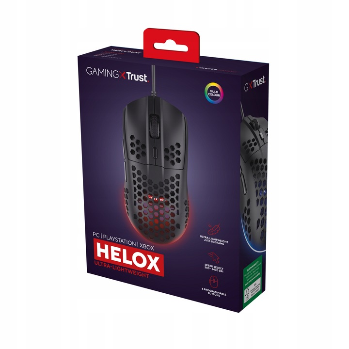 MYSZKA GAMINGOWA PRZEWODOWA ULTRA LEKKA 65g MYSZ KOMPUTEROWA DLA GRACZY LED