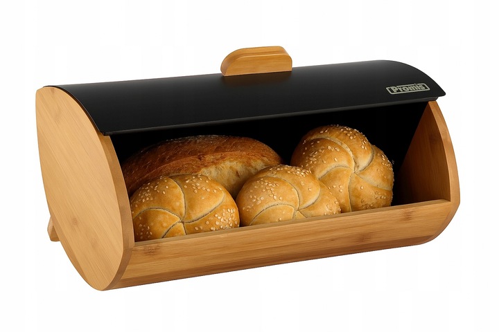 DUŻY CHLEBAK DREWNIANY METALOWY PROMIS POJEMNIK NA PIECZYWO CHLEB