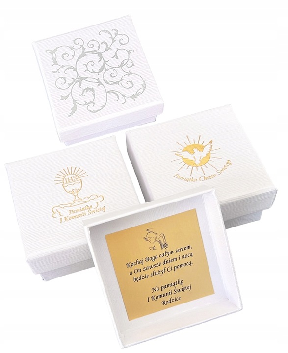 SREBRNY ŁAŃCUSZEK MEDALIK KOMUNIJNY MATKA BOSKA KOMUNIA CHRZEST SREBRO 925