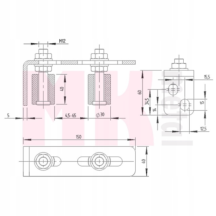 Rolki prowadzące do bramy przesuwnej fi 30 mm rolka prowadząca podwójna
