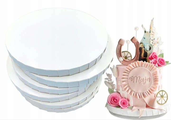 Podkład pod tort Z ZAKŁADKAMI 25cm BIAŁY KOMUNIA URODZINY