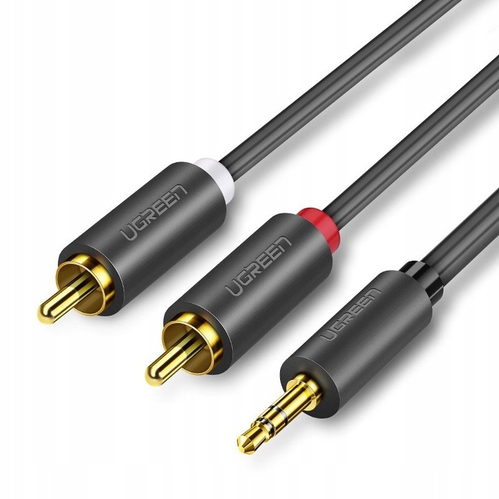 KABEL AUDIO UGREEN MINI JACK 3,5 mm DO 2RCA CINCH MOCNY PRZEWÓD 3M