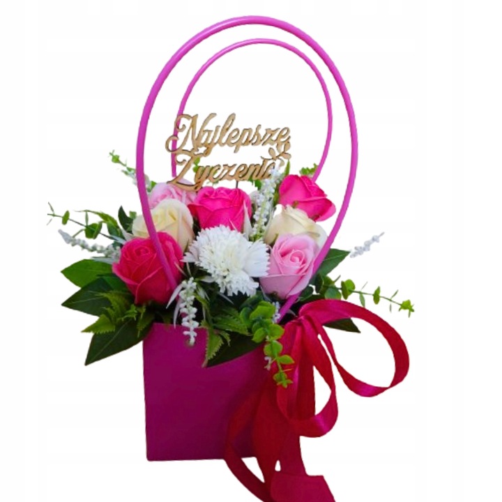 Flowerbox na Dzień Mamy Kwiaty Mydlane prezent urodziny rocznica ślub