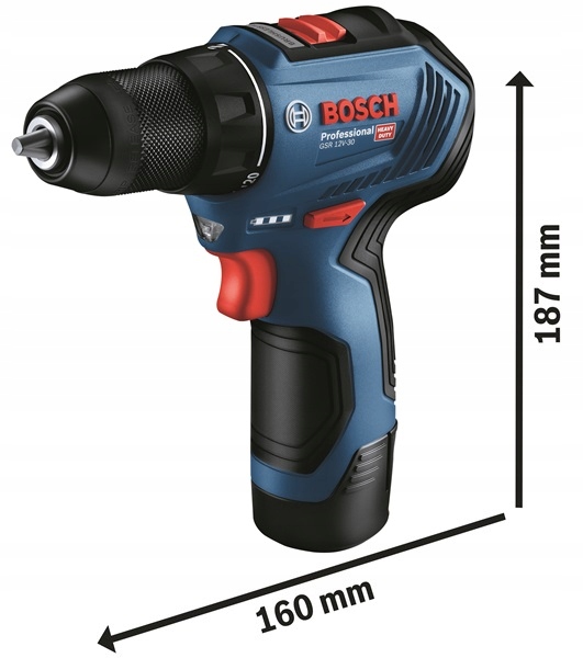 Bosch Professional GSR 12V-30 Wkrętarka 12V +3x osprzęt 06019G9001