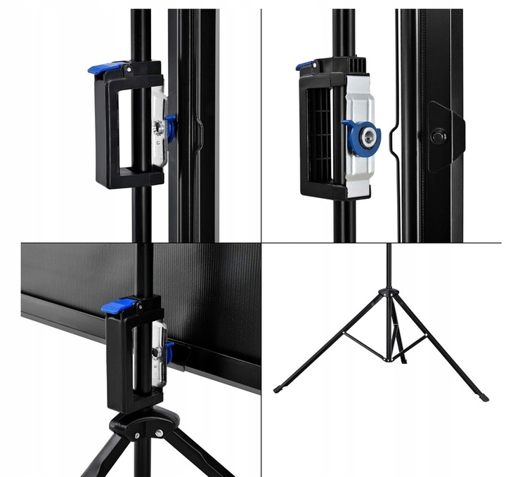 Duży EKRAN PROJEKCYJNY na statywie 200X200cm 112" HDREADY 4K