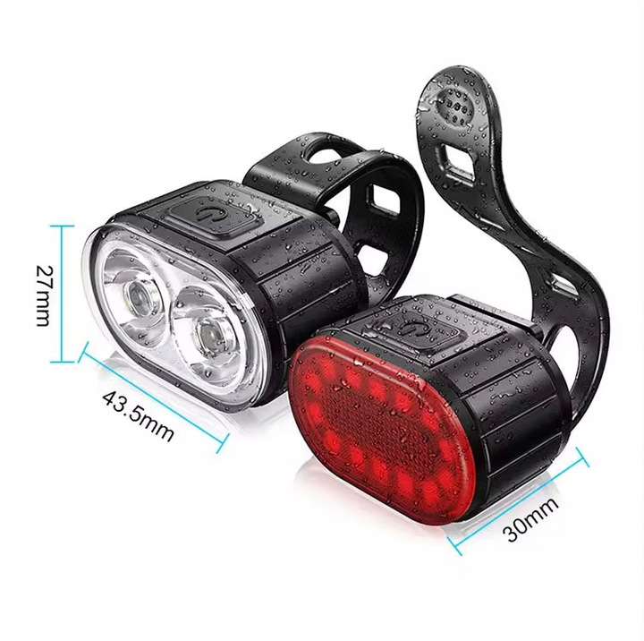 LAMPKA ROWEROWA LED ŚWIATŁO ZESTAW PRZÓD TYŁ NA KIEROWNICĘ AKUMULATOR ROWER
