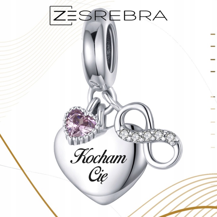 CHARMS SERCE srebro 925 NIESKOŃCZONOŚĆ GRAWER charms nieskończoność pr S925