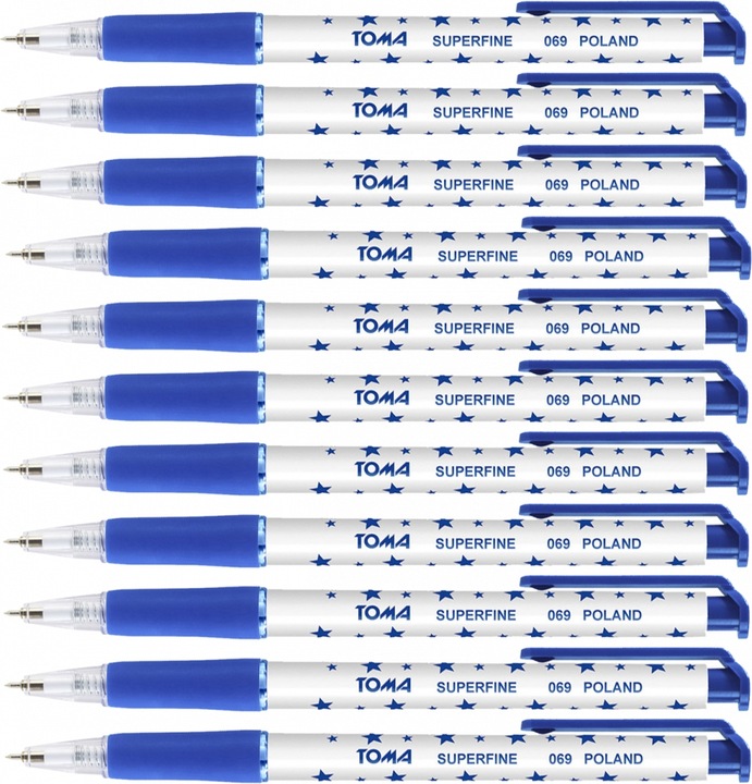Długopis Toma niebieski w gwiazdki 10 sztuk zestaw