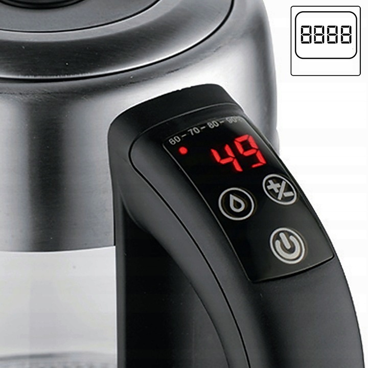 CZAJNIK ELEKTRYCZNY SZKLANY LED Z REGULACJĄ TEMPERATURY 2200W