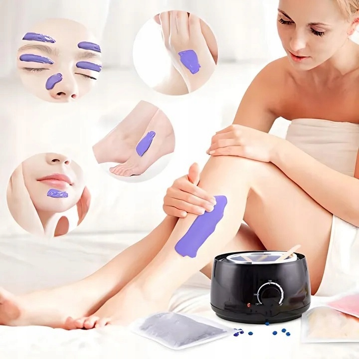 PODGRZEWACZ WOSKU + TWARDY WOSK 400g+100 PATYCZKÓW ZESTAW DO DEPILACJI