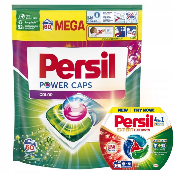 Persil Power Caps Kapsułki do Prania Koloru 60 szt + Gratis