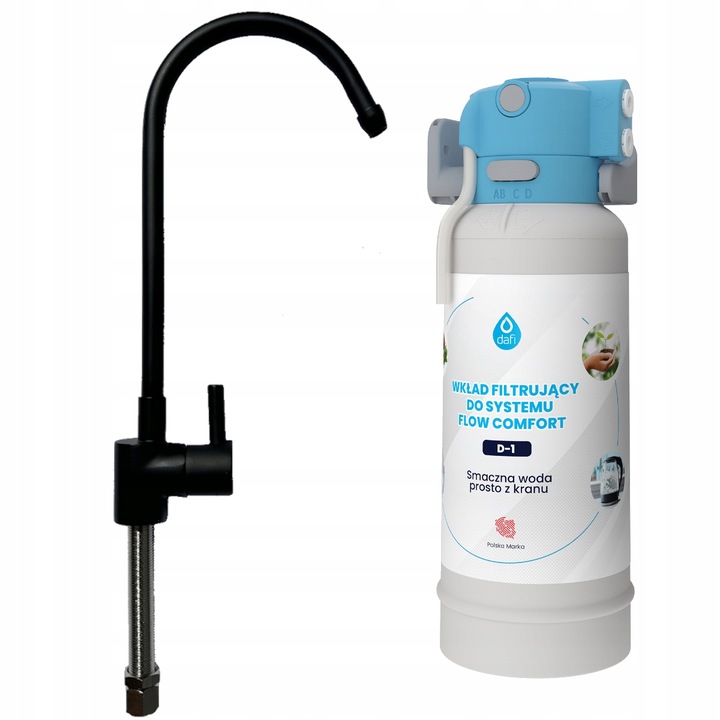 Zestaw DAFI FLOW COMFORT D1 System filtr wody pitnej + Czarny kran
