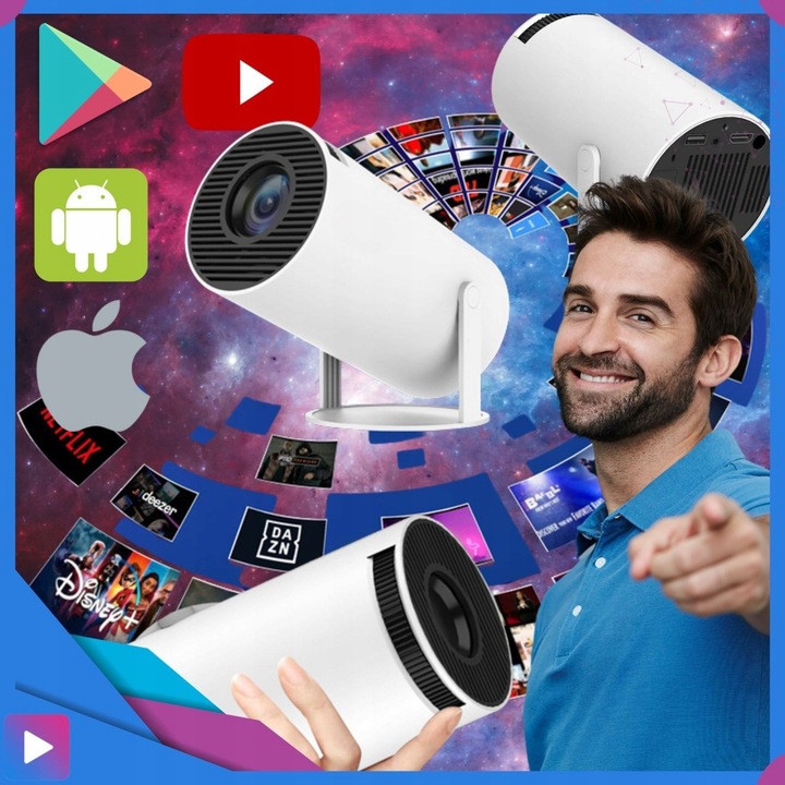 Projektor Rzutnik Android TV WiFi SMART Bluetooth 5.0 HD 4K Ekran 150