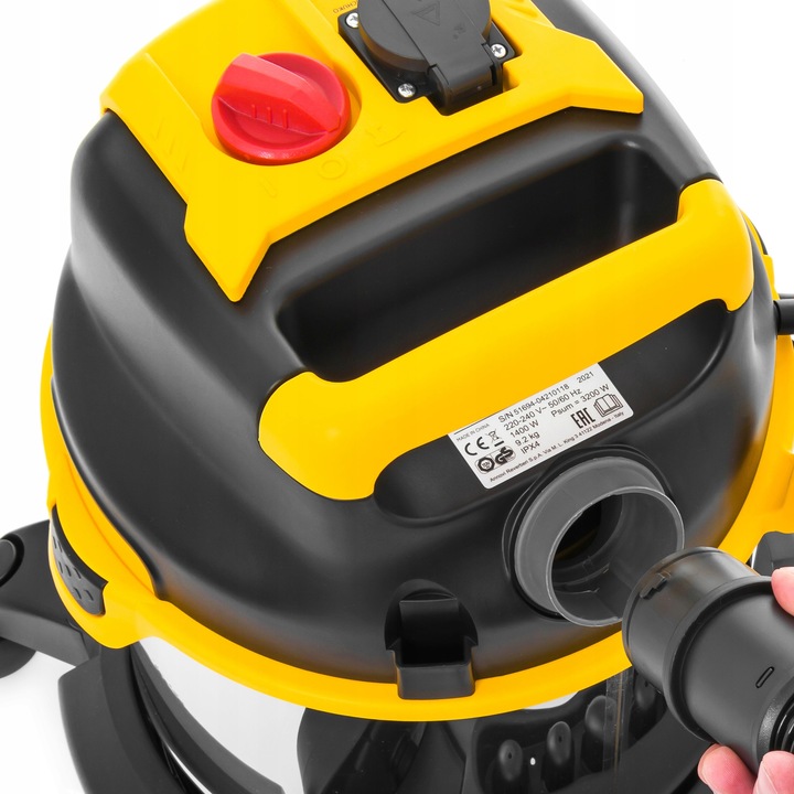 ODKURZACZ PRZEMYSŁOWY BEZWORKOWY MOCNY SUCHO MOKRO GNIAZDO STANLEY 3200W