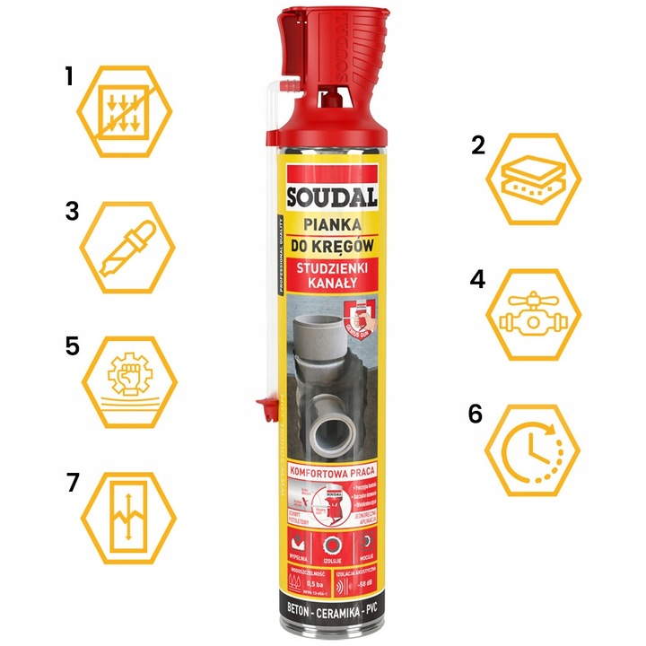 PIANKA DO KRĘGÓW KANAŁÓW STUDZIENEK WODOSZCZELNA PIANA WĘŻYK 750 ml