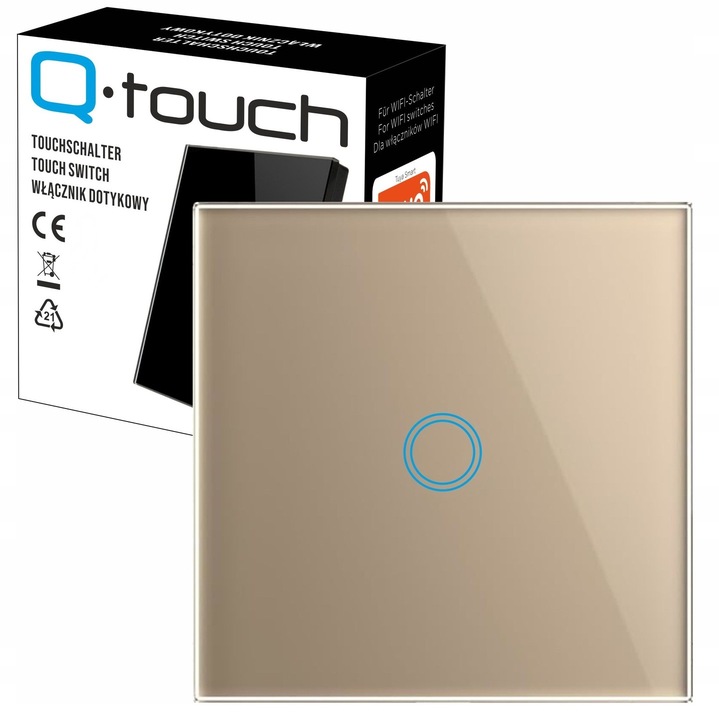 WŁĄCZNIK WYŁĄCZNIK ŚWIATŁA SZKLANY DOTYKOWY POJEDYNCZY ZŁOTY SZKŁO