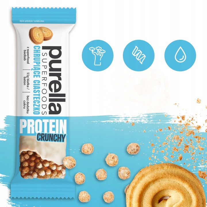 Baton proteinowy Purella Chrupiące Ciasteczko 11g białka bez cukru