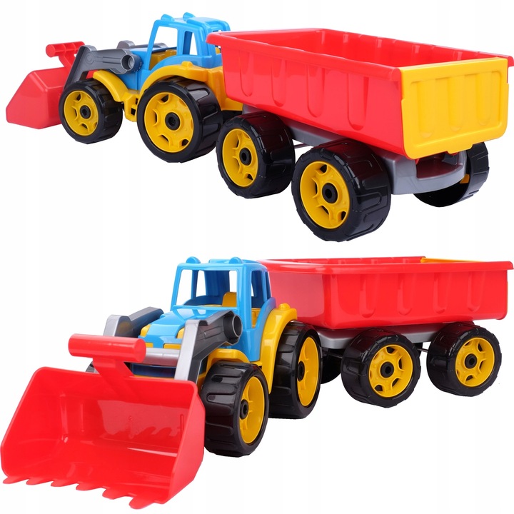 DUZY 65cm Traktor ciągnik z przyczepą