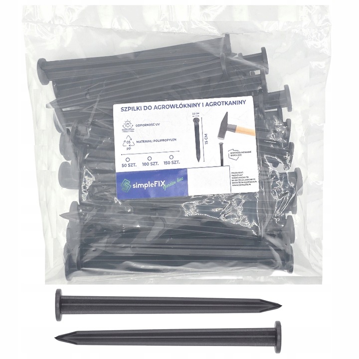 SZPILKI DO AGROTKANINY AGROWŁÓKNINY SIMPLEFIX ZESTAW 100 szt.