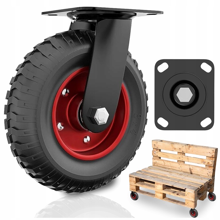 KÓŁKO OBROTOWE DO WÓZKA 200 mm DO 235 KG KOŁO JEZDNE GUMOWE BEZDĘTKOWE