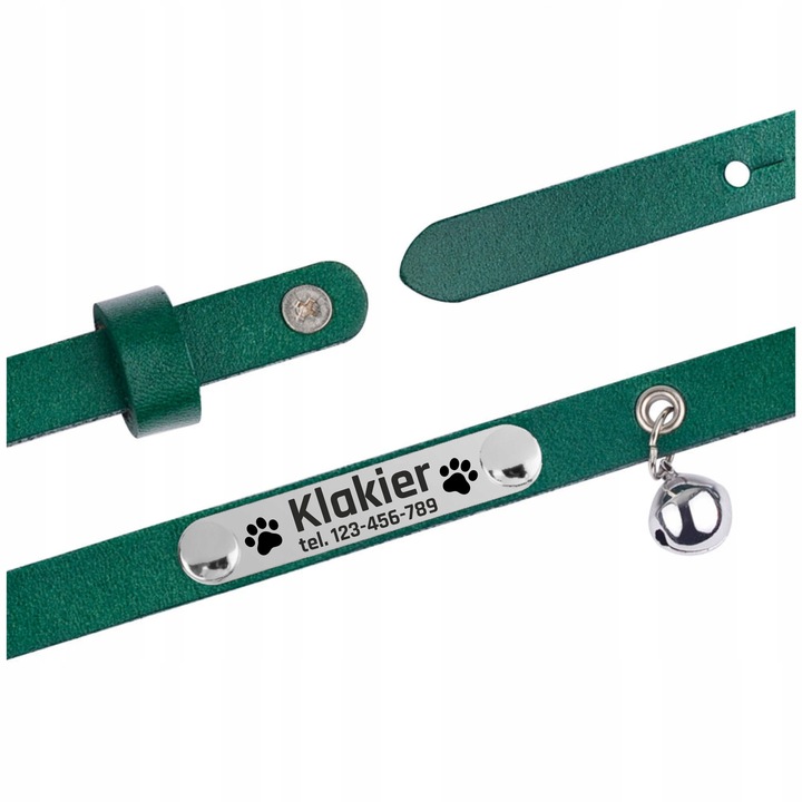 Obroża Skórzana dla Kota Psa dzwonek Identyfikator