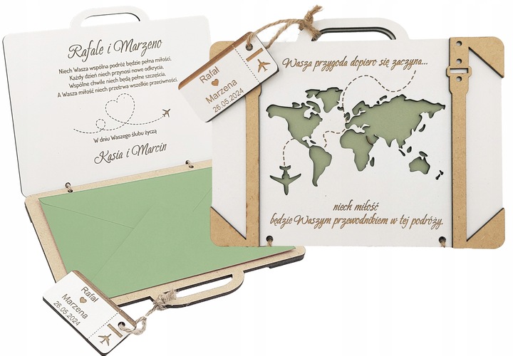 Kartka Na Ślub Walizka Na Pieniądze pamiątka ślubu wesele prezent grawer