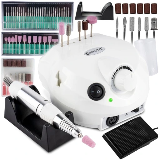 FREZARKA DO PAZNOKCI MANICURE PEDICURE PROFESJONALNA 65W ZESTAW FREZÓW