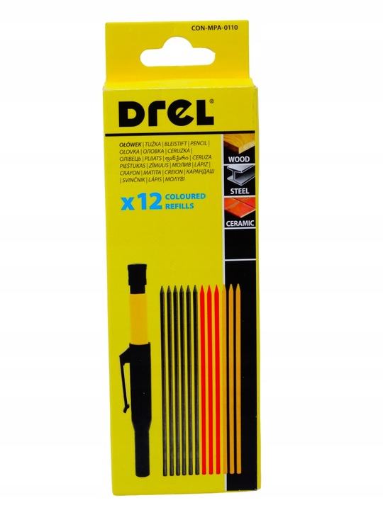 Ołówek stolarski automatyczny rysik budowlany + temperówka + 12szt wkładów