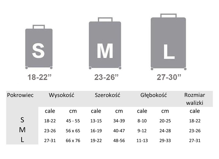 Pokrowiec na Walizkę Ochronny Etui Trzy Rozmiary S M L Czarny z Tekstem