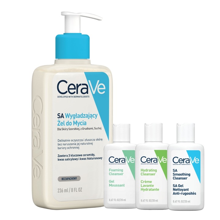 CeraVe SA Żel Wygładzający do Mycia Skóra Szorstka Sucha 236ml + GRATIS