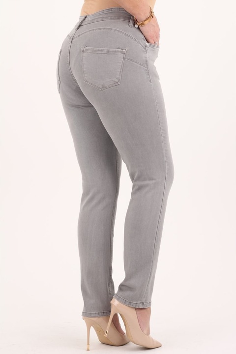 SPODNIE JEANSOWE BAWEŁNIANE DAMSKIE WYSOKI STAN PUSH UP DUŻE ROZMIARY