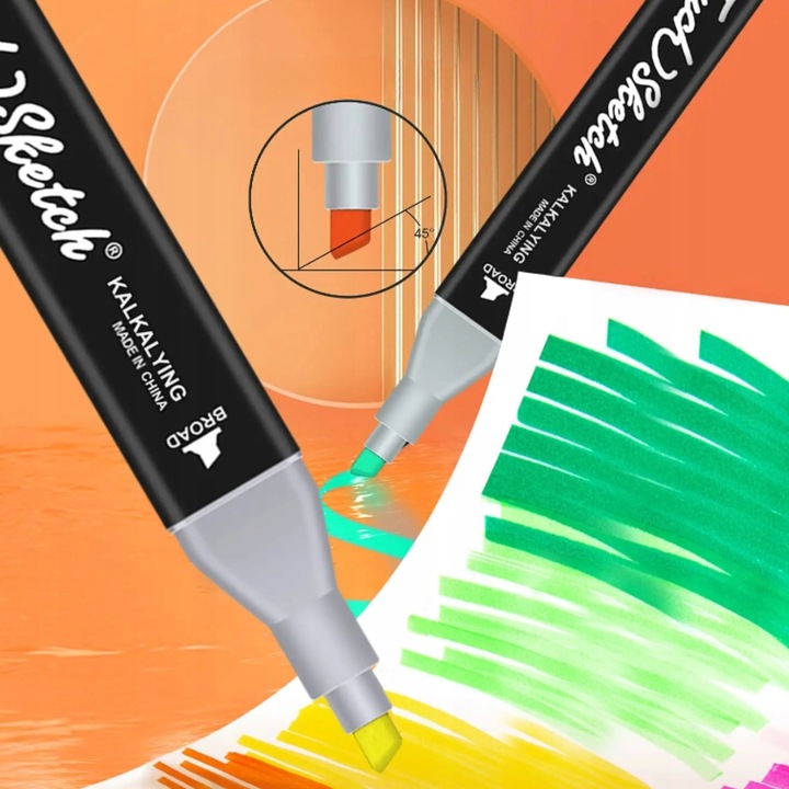 MARKERY ALKOHOLOWE 80 SZTUK PISAKI DWUSTRONNE MAZAKI FLAMASTRY + ETUI TORBA