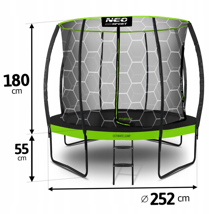 TRAMPOLINA OGRODOWA DLA DZIECI 252cm 8ft PREMIUM