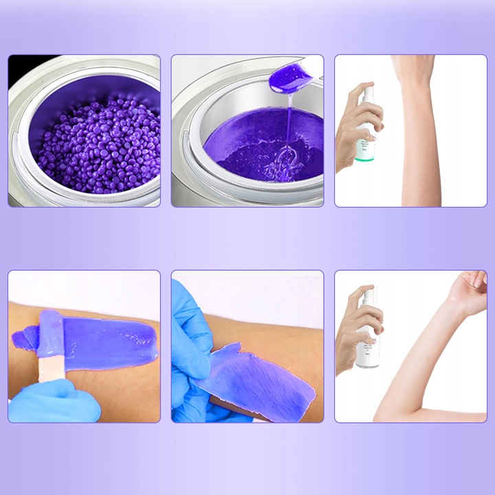 Zestaw do depilacji PODGRZEWACZ 500ml 100W 5x wosk twardy LED wyświetlacz