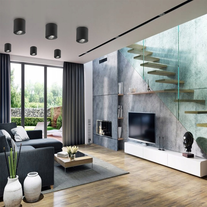 Oprawa Natynkowa Halogenowa Tuba LED GU10 ruchoma spot sufitowa czarna