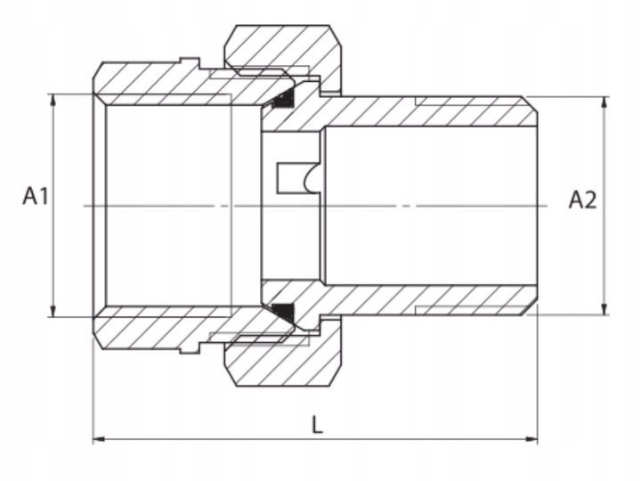 Śrubunek mosiężny prosty 1" DN25 z uszczelką oringiem Diamond mocny
