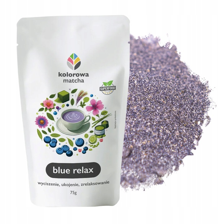 HERBATA MATCHA JAPOŃSKA W PROSZKU NIEBIESKA BLUE RELAX KOLOROWA MATCHA 75G