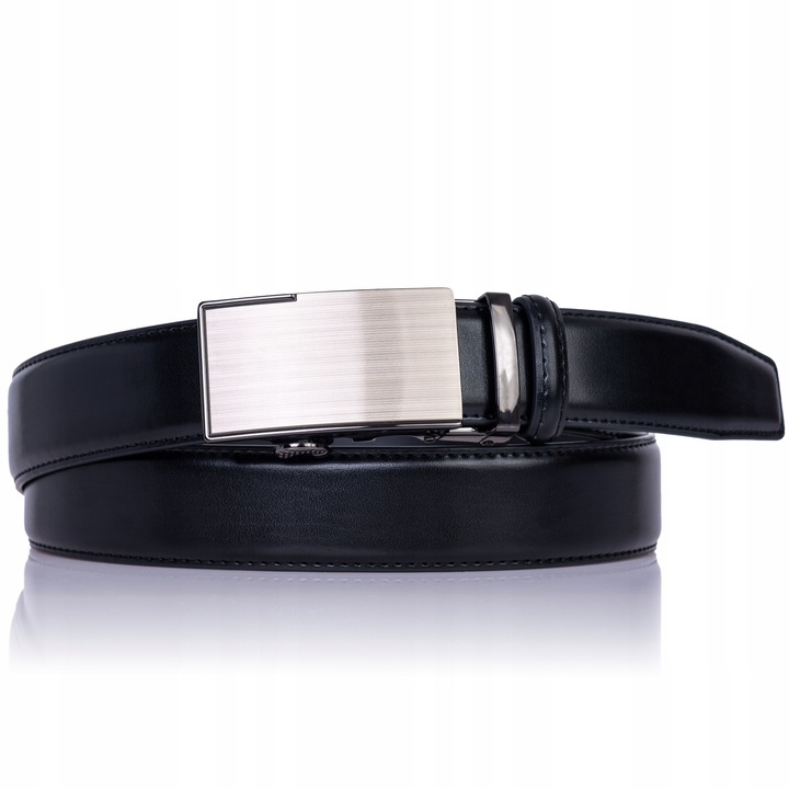 Pasek Skórzany Męski CZARNY klamra automat spodni