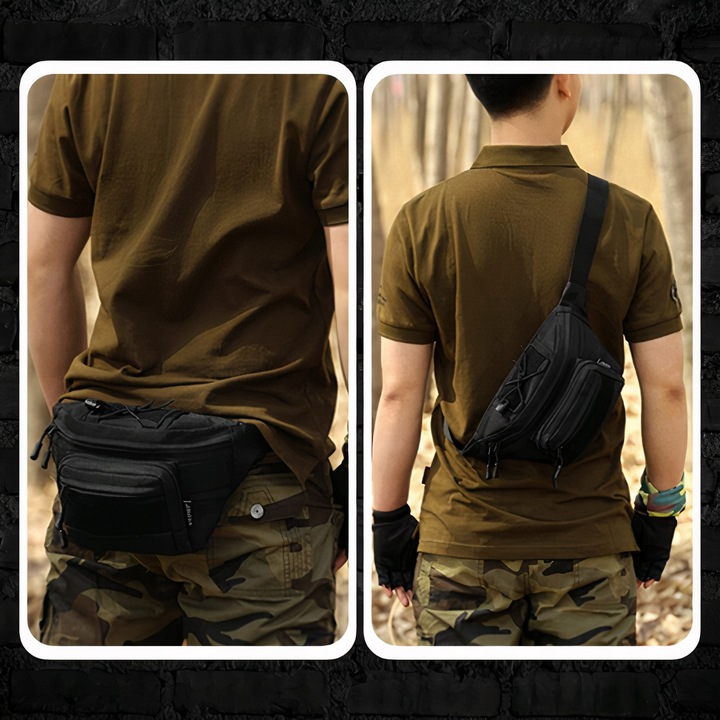 NERKA SASZETKA MĘSKA CZARNA WOJSKOWA biodrówka DUŻA POJEMNA TAKTYCZNA TORBA