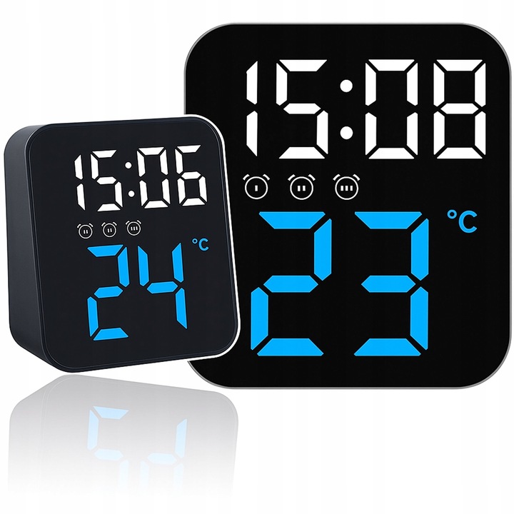 ZEGAR ZEGAREK ELEKTRONICZNY CYFROWY LED STOJĄCY BUDZIK DATA TEMPERATURA